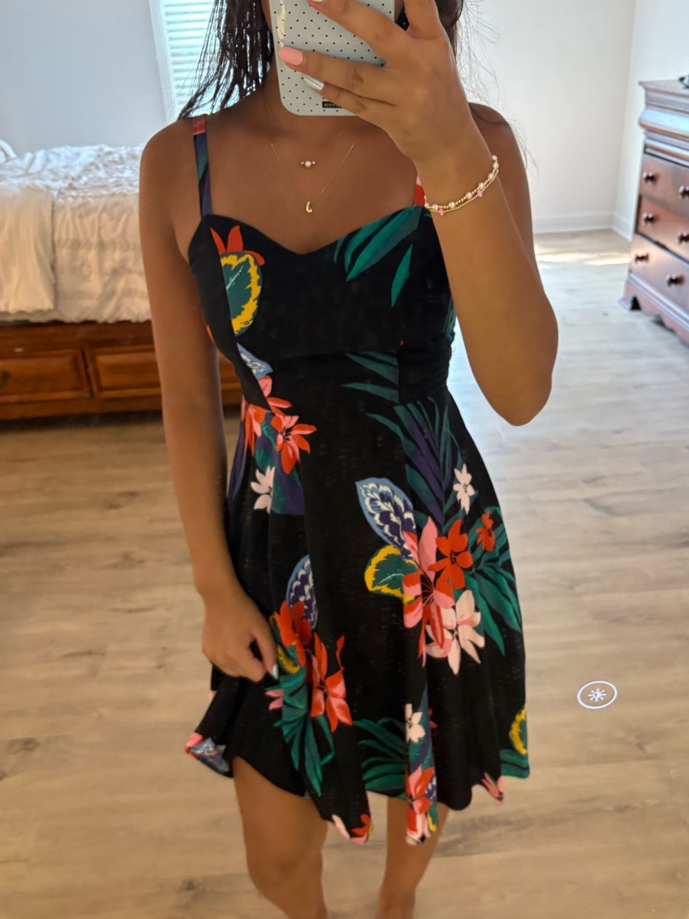 Old Navy Black Tropical Floral Mini Dress